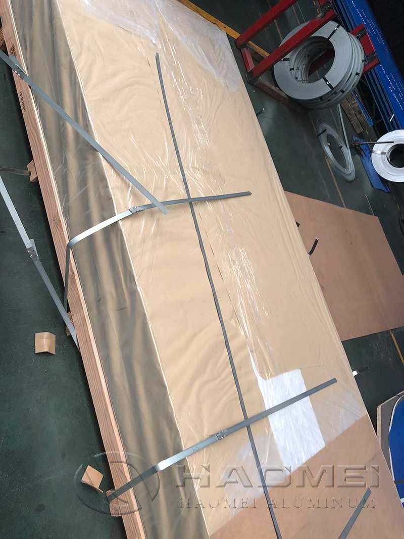 Raised aluminium tread plate prepared for fabrication